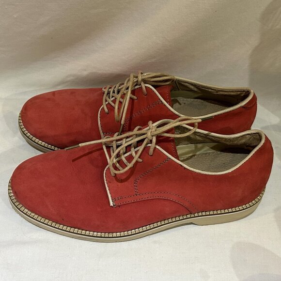 G.H. Bass Buckingham Red Suede Leather Lace Up Shoes Men Size 8.5 - Picture 1 of 8